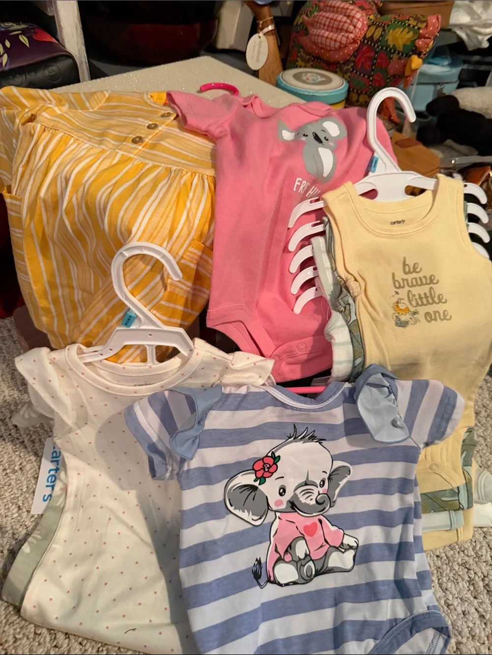 Lot of Carter's Girls Miscellaneous Sizes 6 mo, 9-12 and 12 mo outfits